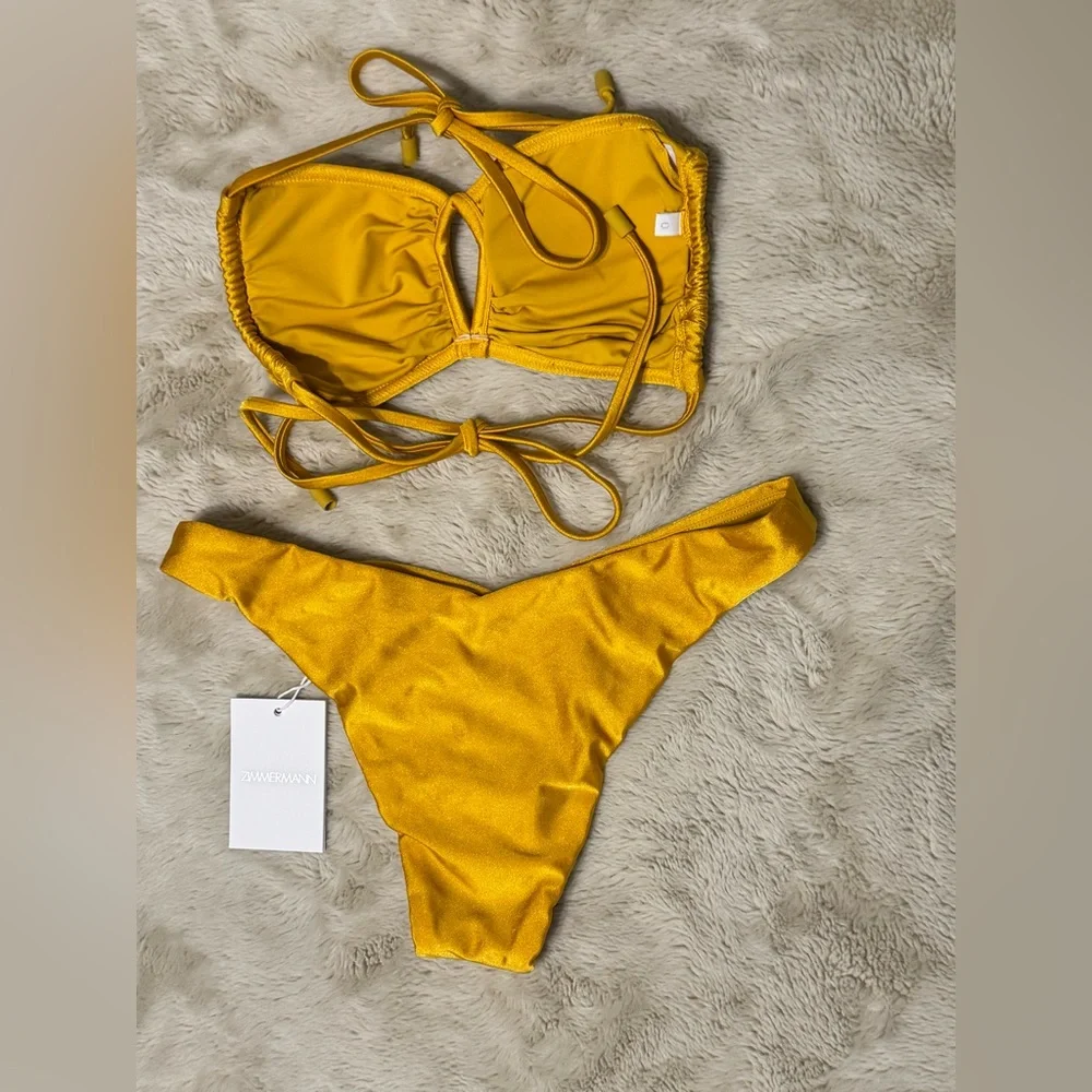 Zimmermann Empire Diamond Cutout Halter Bikini Marigold - Picture 3 of 6